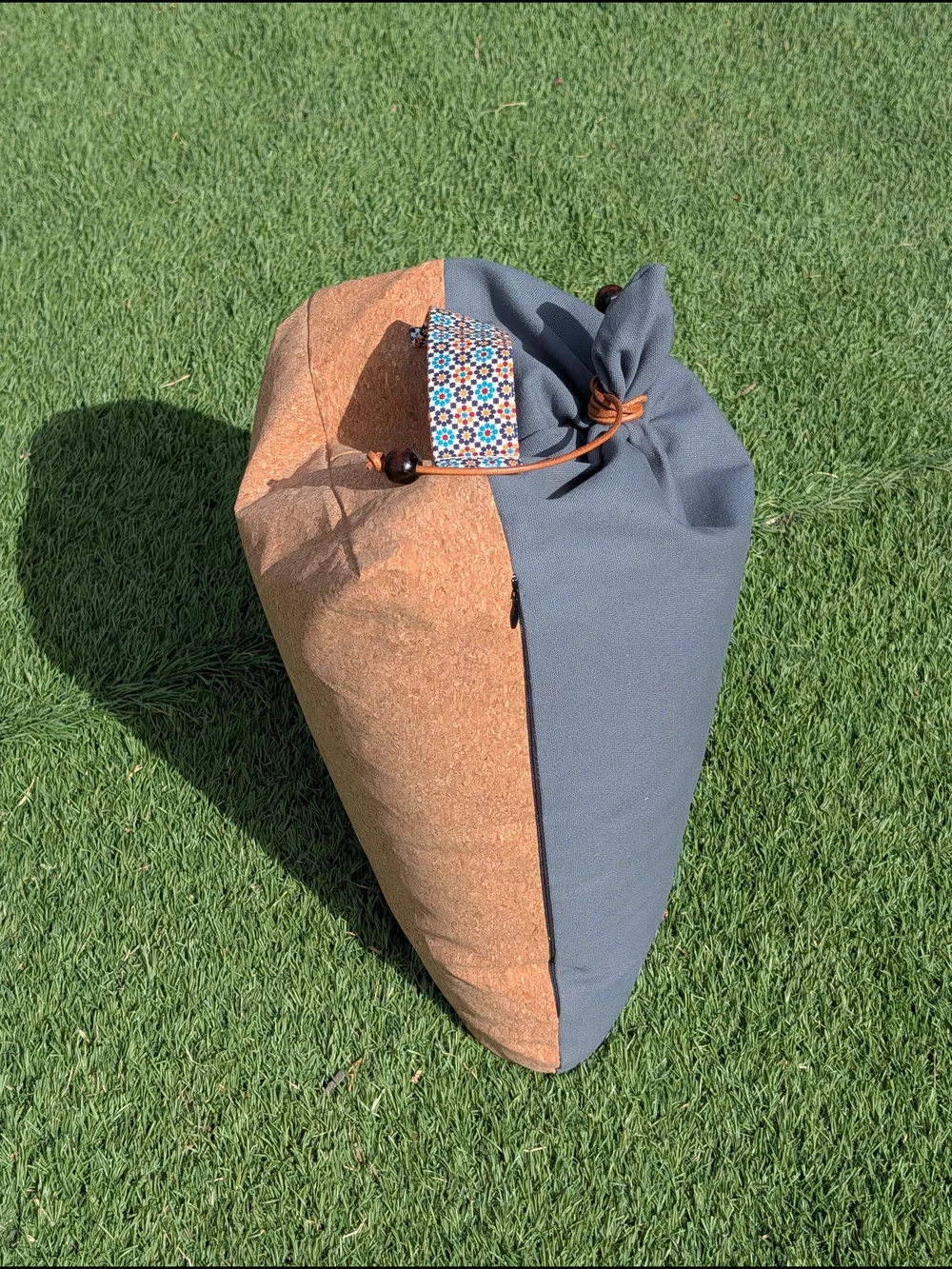Monk & Llama Meditation Cushion Cork Base & Slate Gray Canvas Zafu Floor Pillow